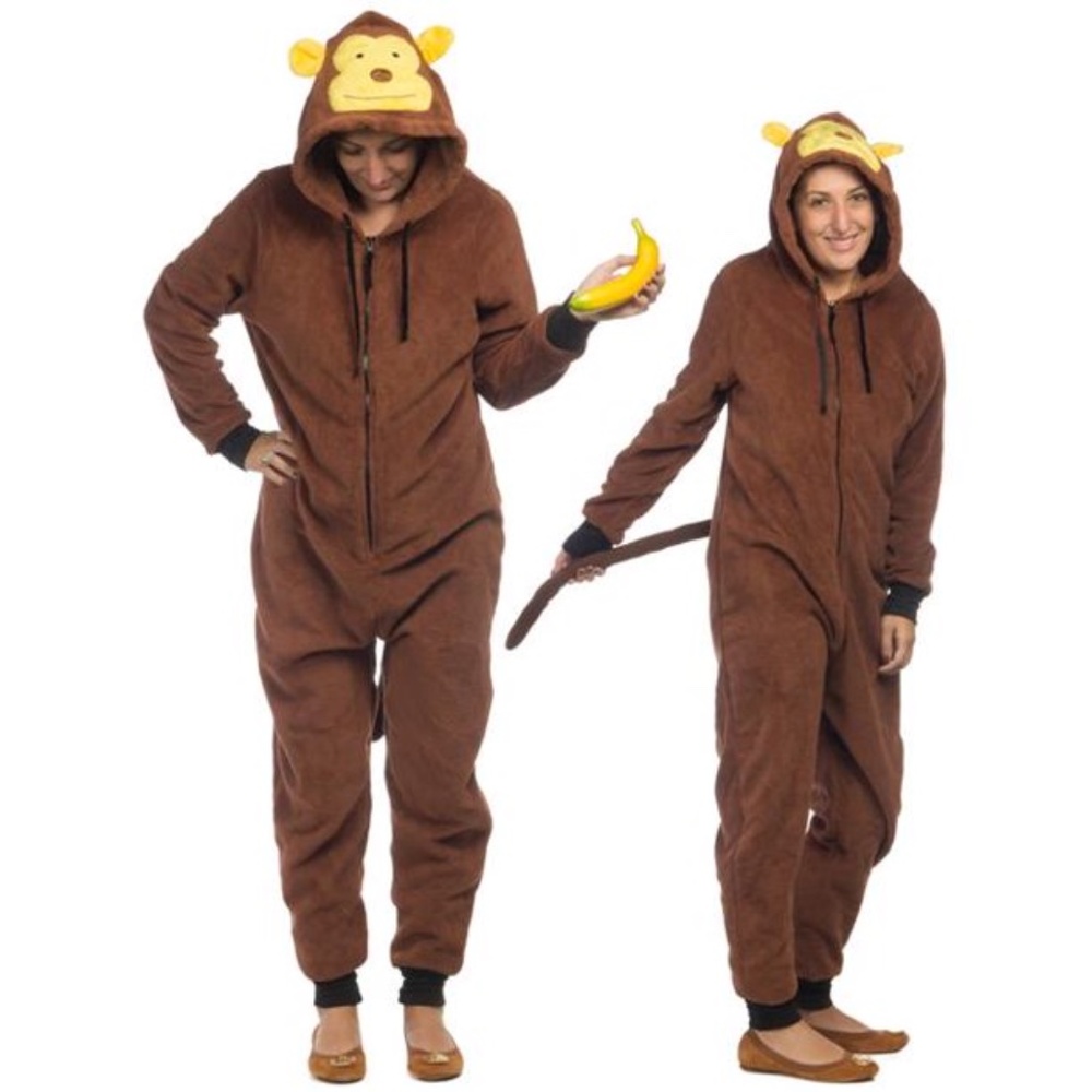 Monkey Halloween Costume Onesie Adult Unisex - Size M Pajama PJ